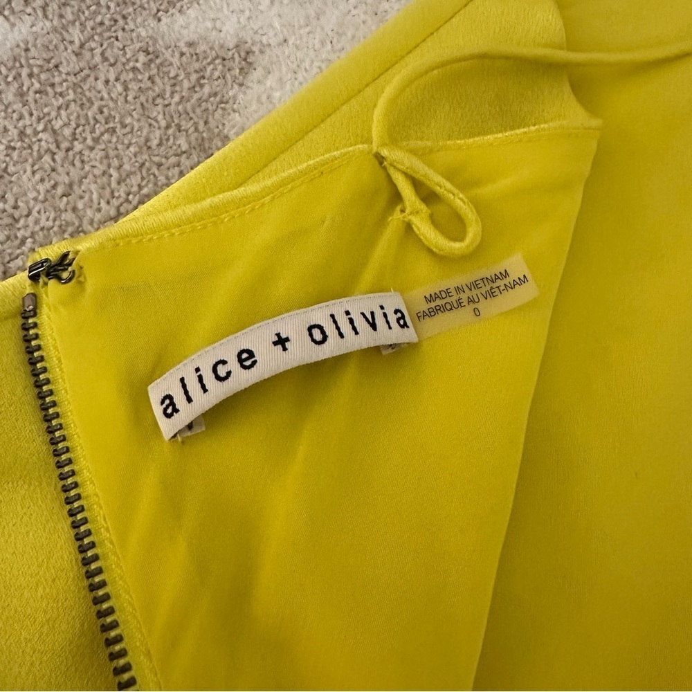 Alice + Olivia Harmony Mini Slipdress Satin 90s Cowl Neck in Canary Yellow - Picture 9 of 11